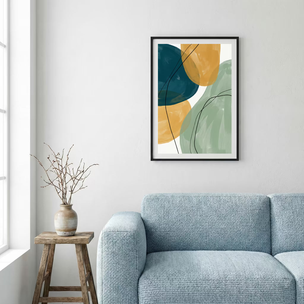 Teal Green Gold Geometric Abstract canvas wall art — alternate a view