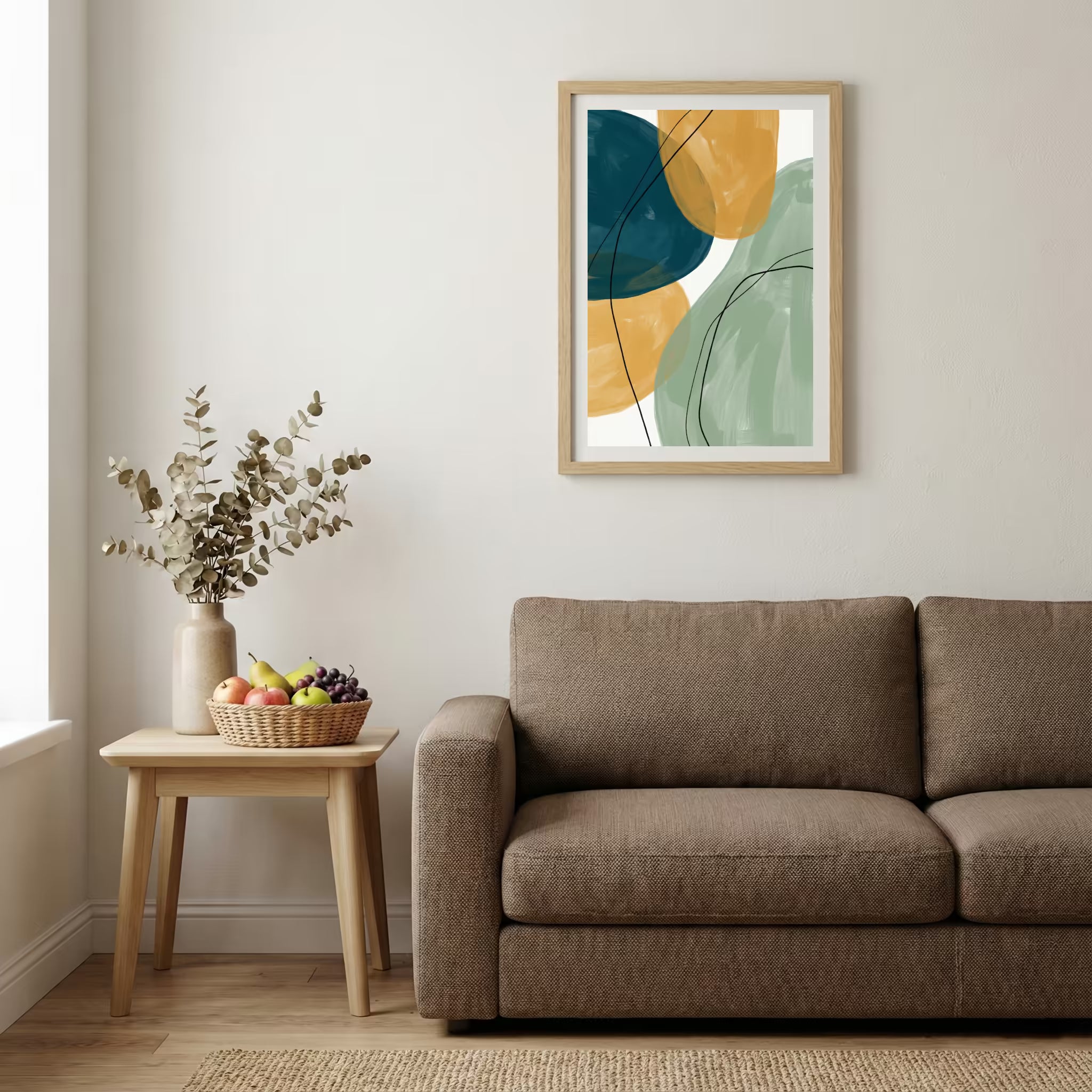 Teal Green Gold Geometric Abstract canvas wall art — alternate b view