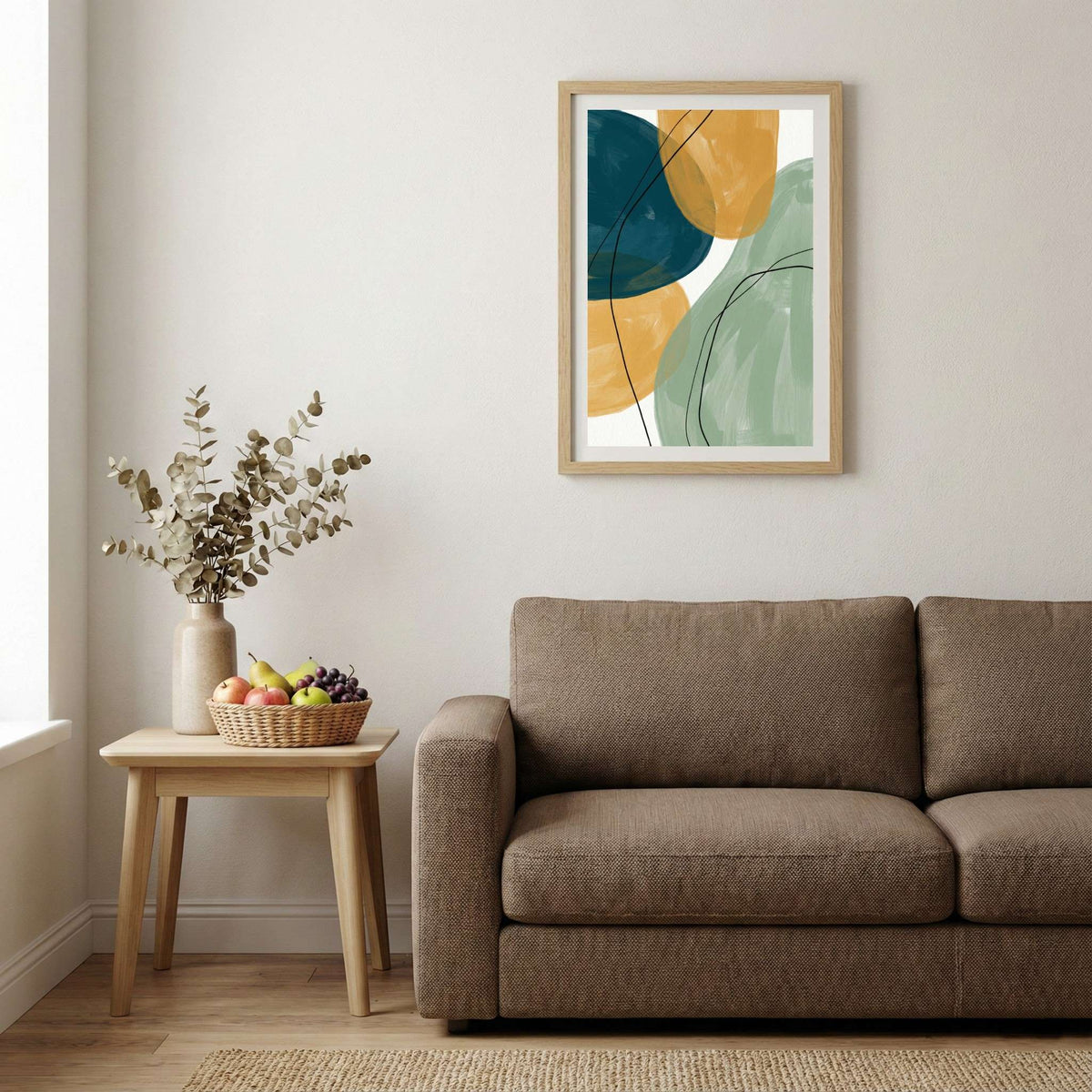 Teal Green Gold Geometric Abstract canvas wall art — alternate b view
