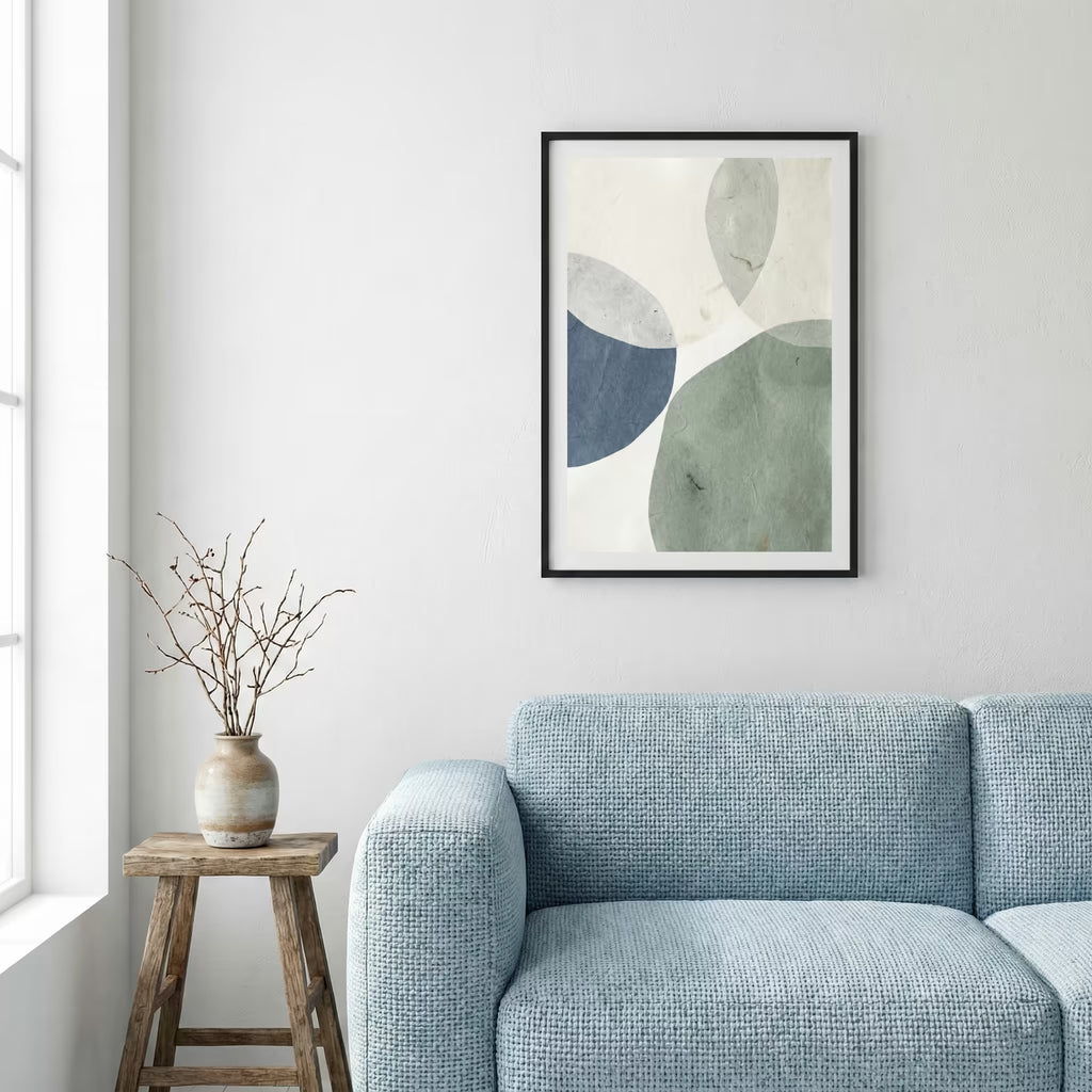 Pastel Blue Green Organic Shapes canvas wall art — alternate a view