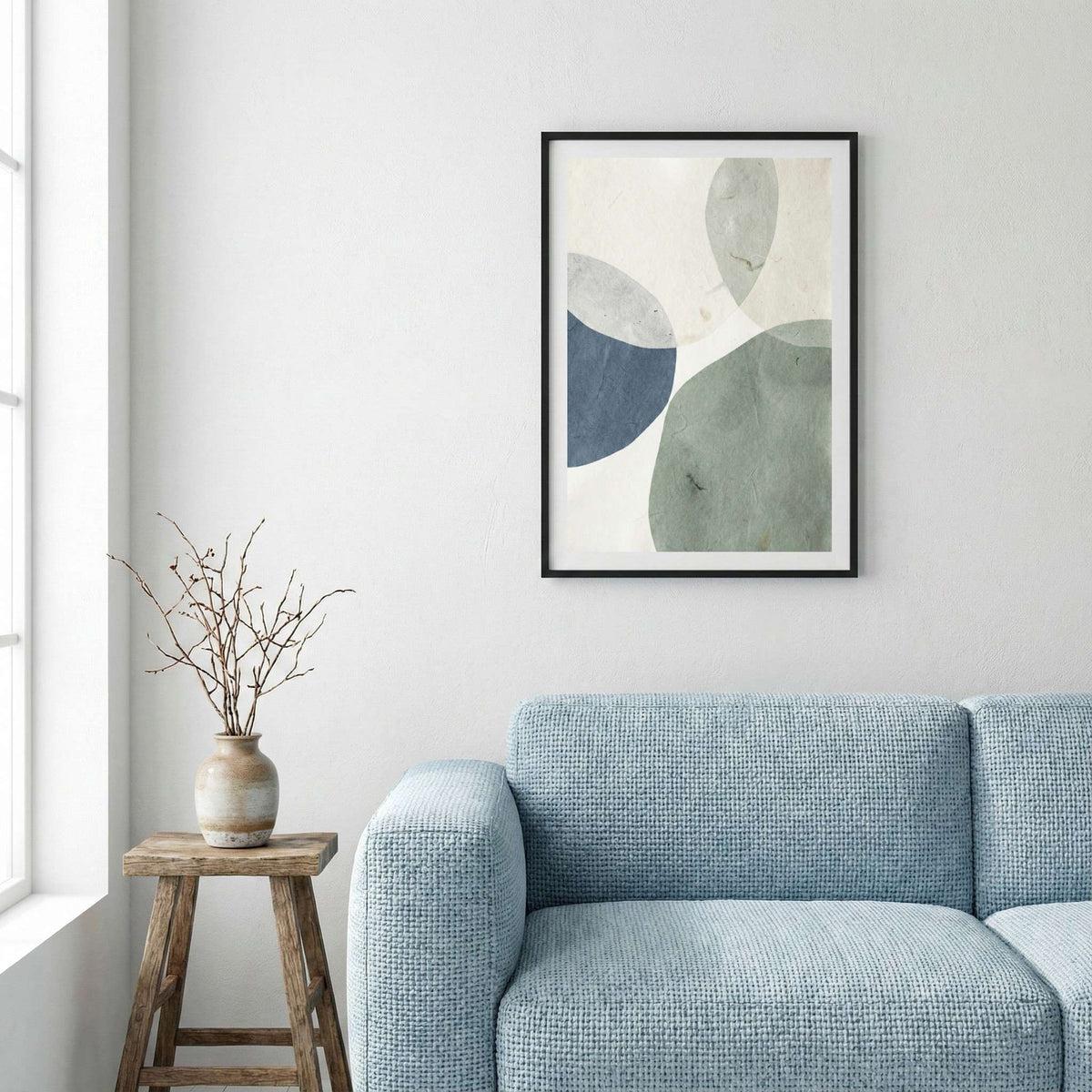 Pastel Blue Green Organic Shapes canvas wall art — alternate a view
