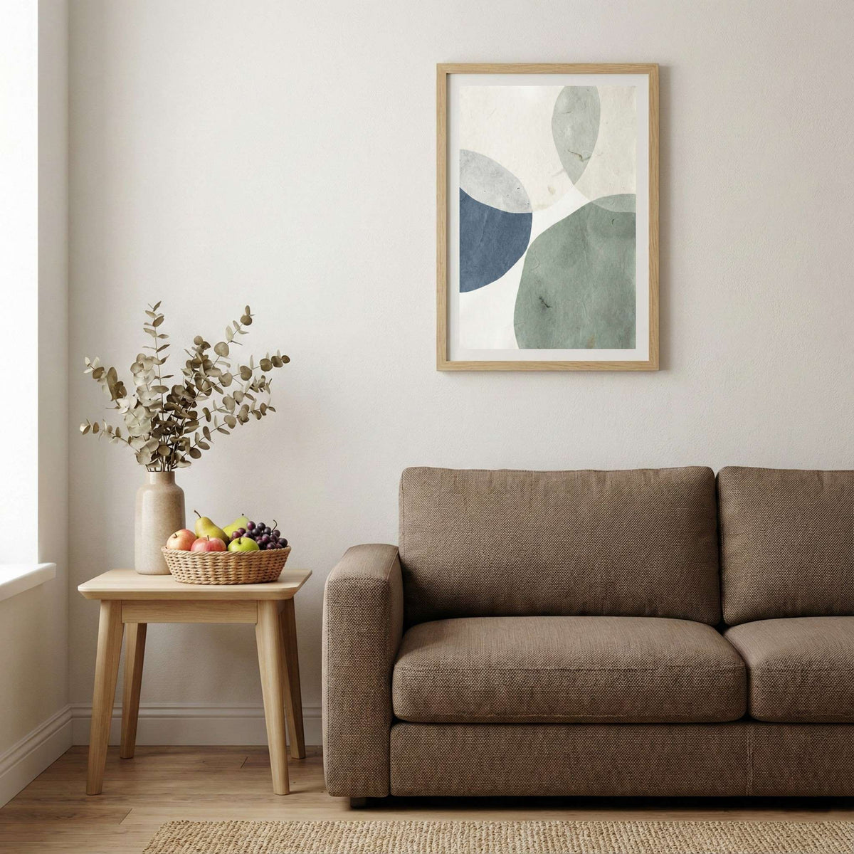 Pastel Blue Green Organic Shapes canvas wall art — alternate b view