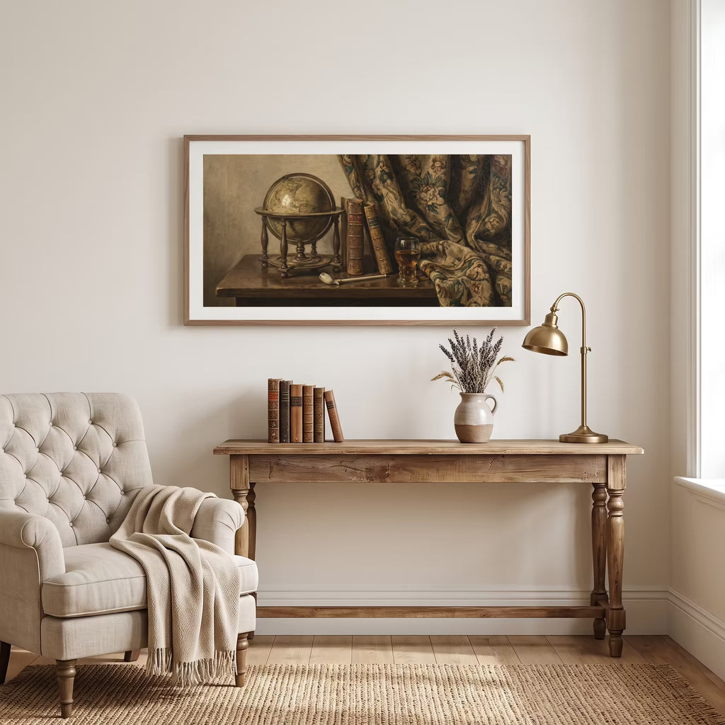 Scholar's Study Still Life Painting | Framed Canvas Print | Classic Wall Decor