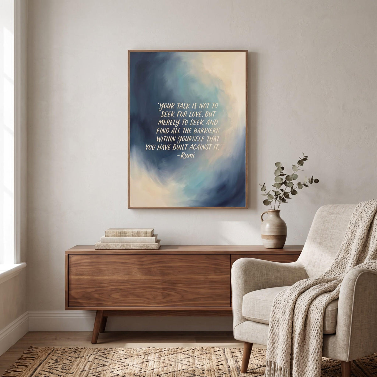Rumi quote wall art: "Your task is not to seek for love, but to seek the barriers within"