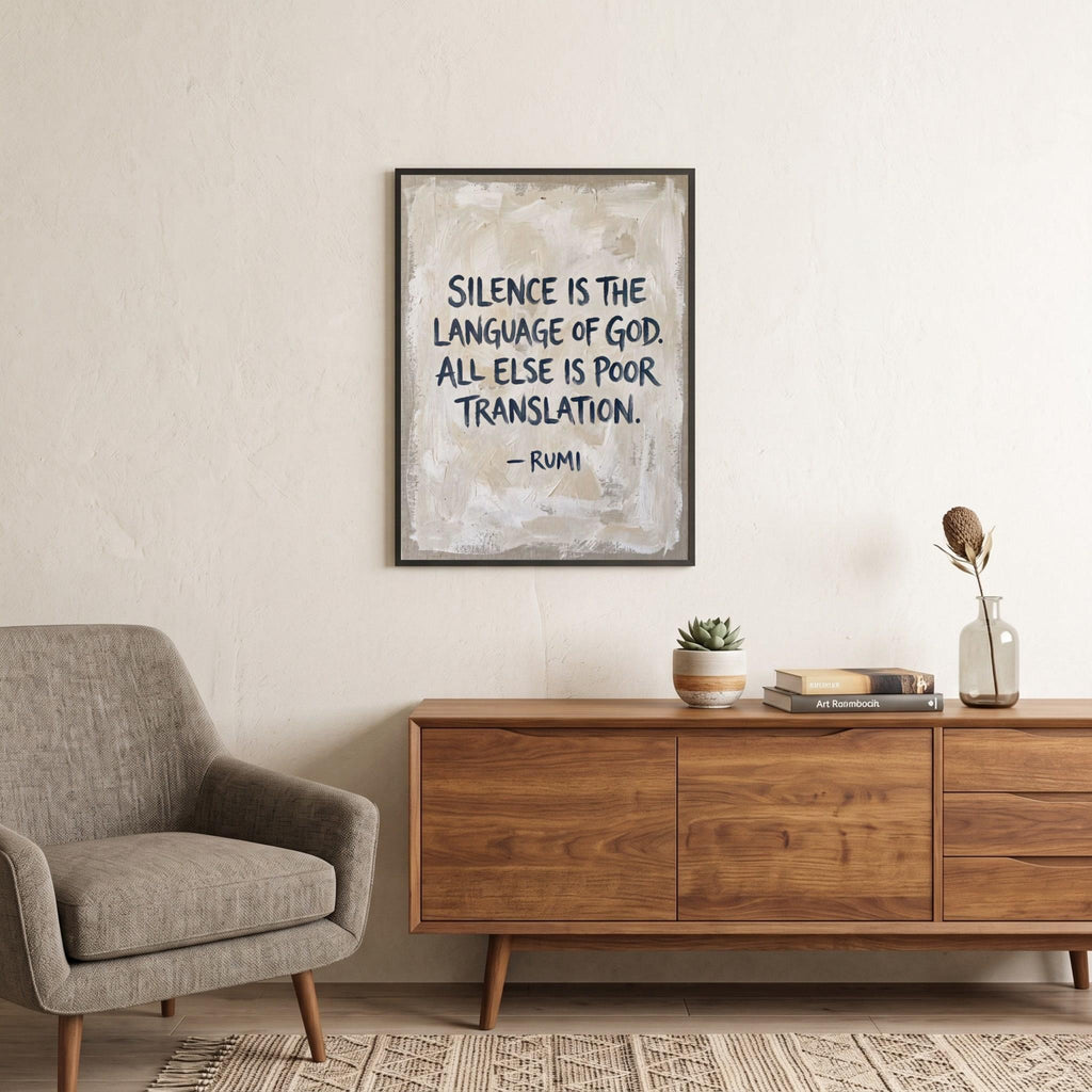 Rumi quote wall art: "Silence is the language of God"