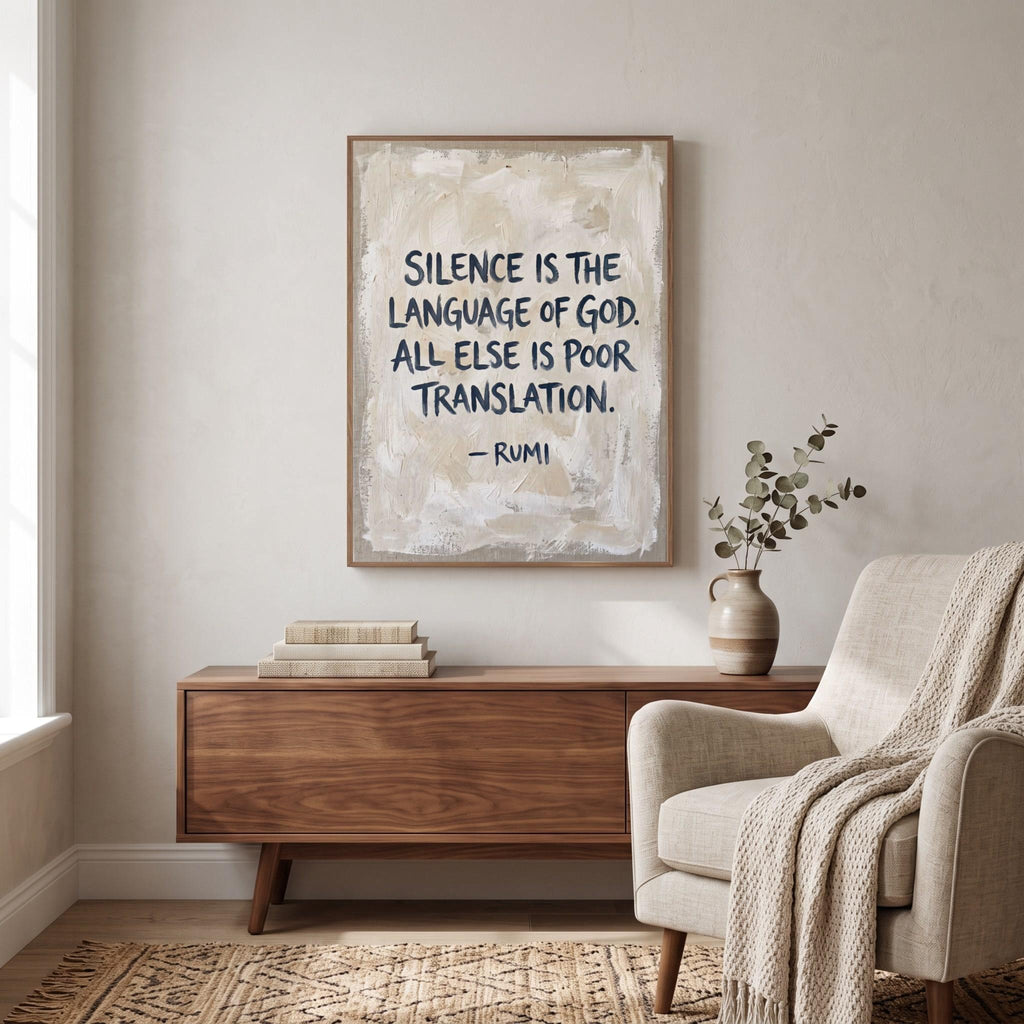 Rumi quote wall art: "Silence is the language of God"