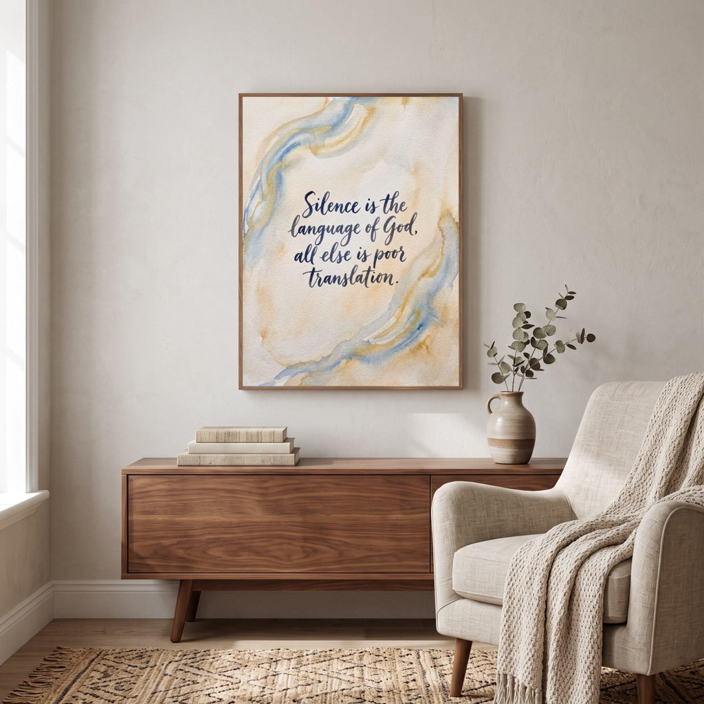 Rumi quote wall art: "Silence is the language of God"