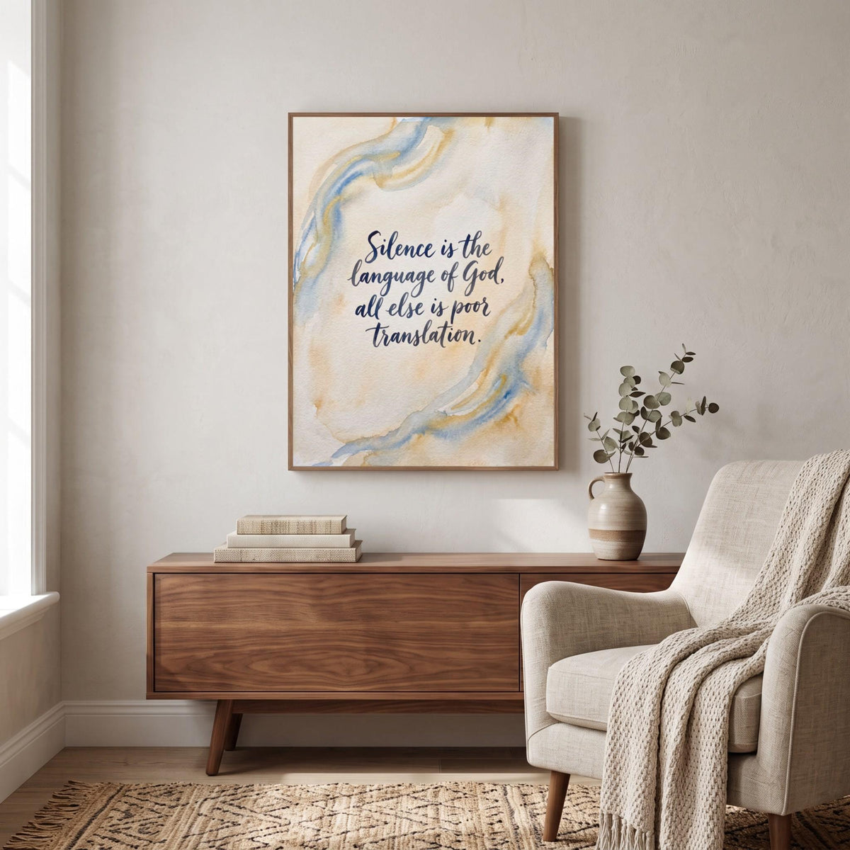 Rumi quote wall art: "Silence is the language of God"