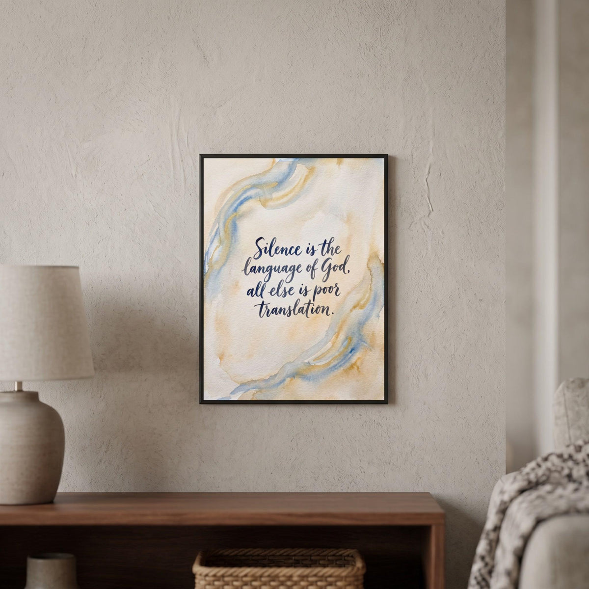 Rumi quote wall art: "Silence is the language of God"