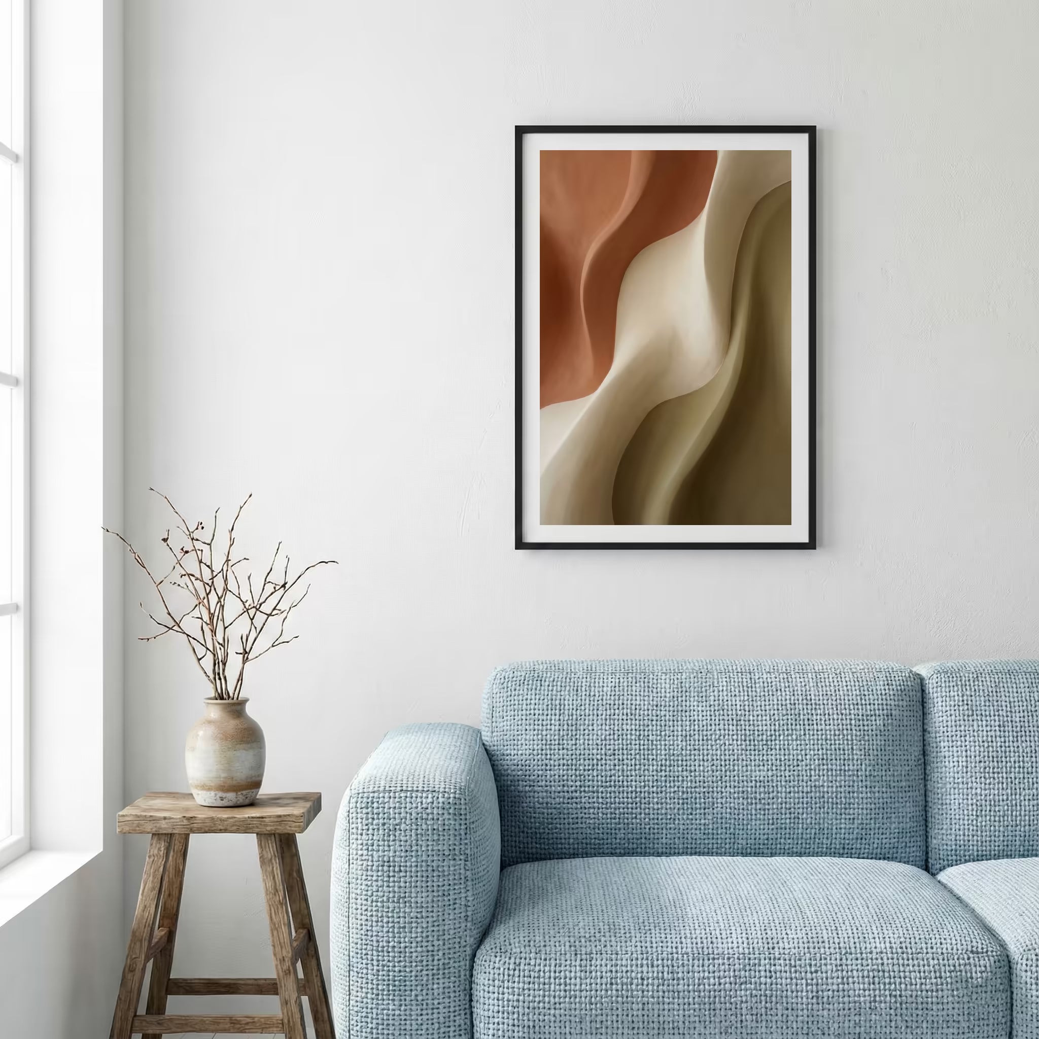 Neutral Brown Flowing Abstract canvas wall art — alternate a view