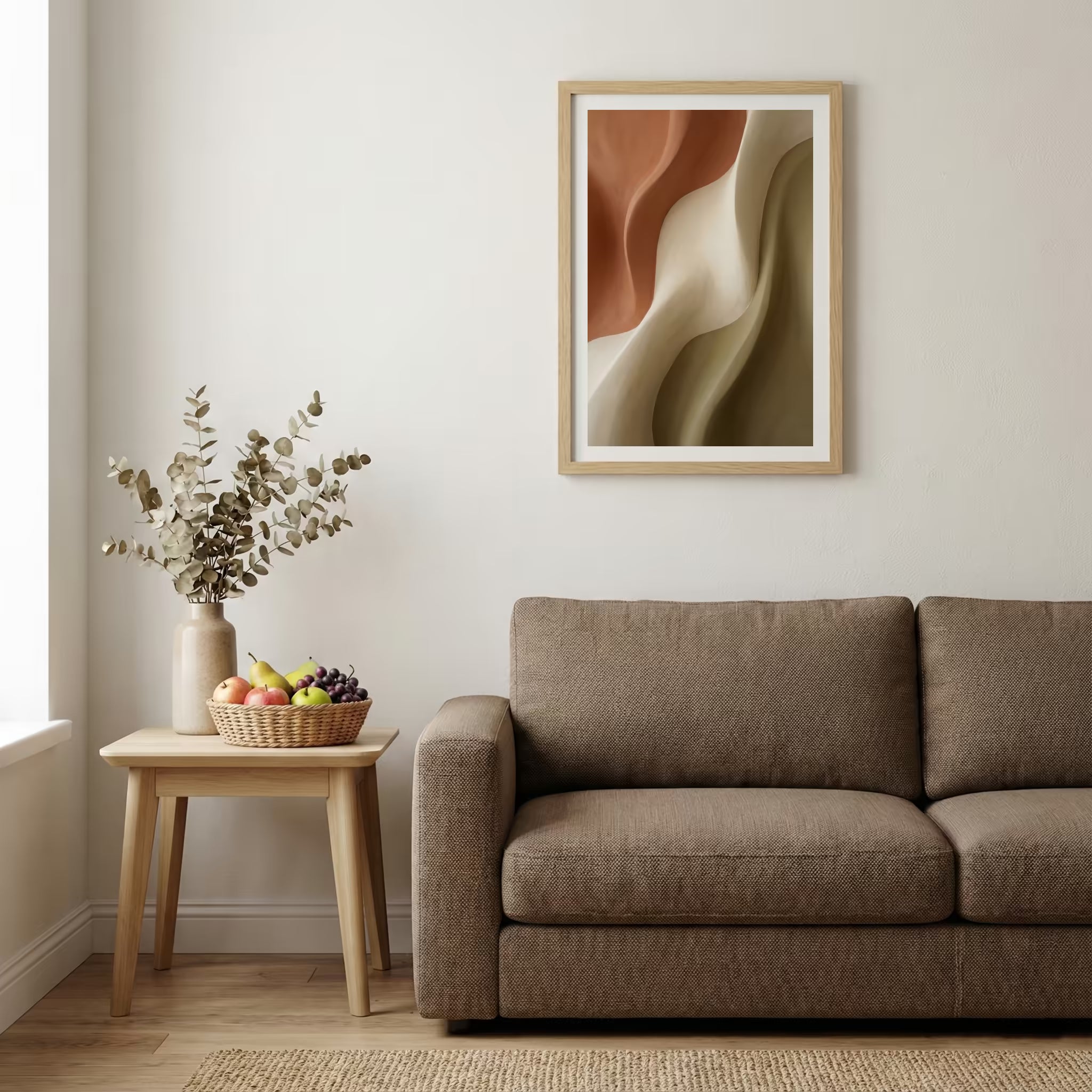Neutral Brown Flowing Abstract canvas wall art — alternate b view