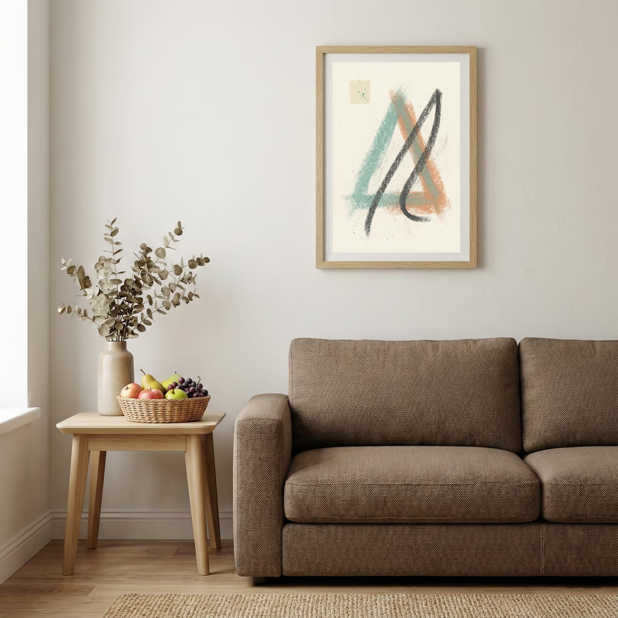 Teal Black Line Abstract canvas wall art — alternate b view