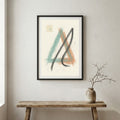 Teal Black Line Abstract canvas wall art in a framed room setting
