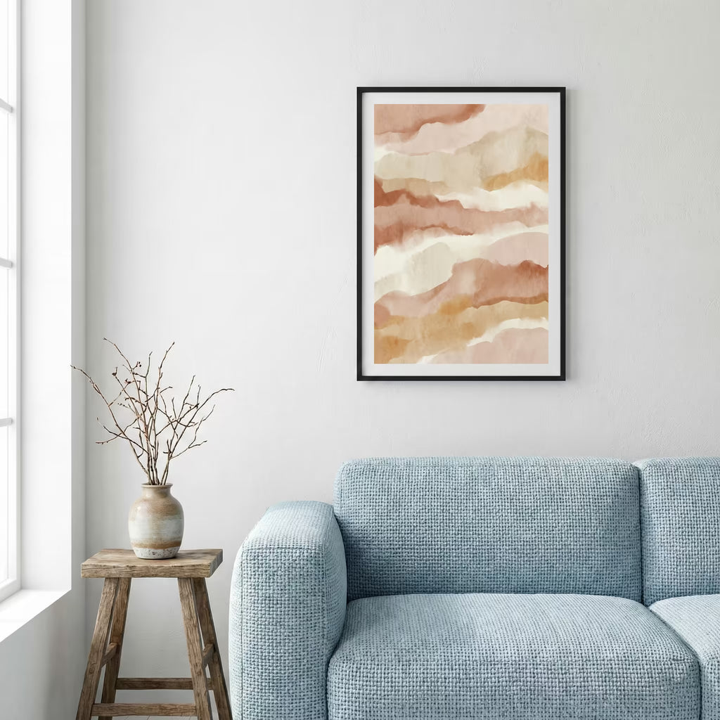 Soft Peach Watercolor Abstract canvas wall art — alternate a view