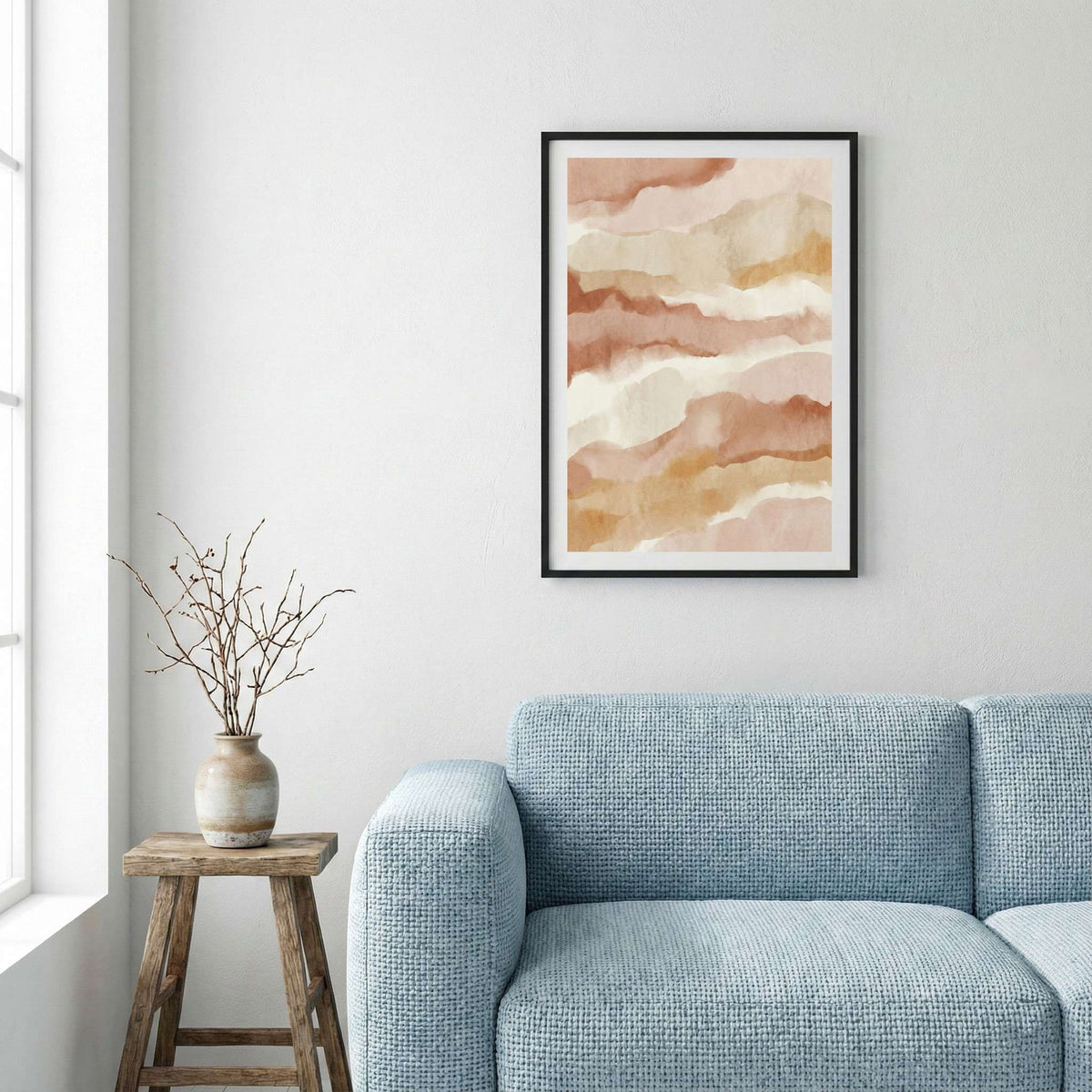 Soft Peach Watercolor Abstract canvas wall art — alternate a view