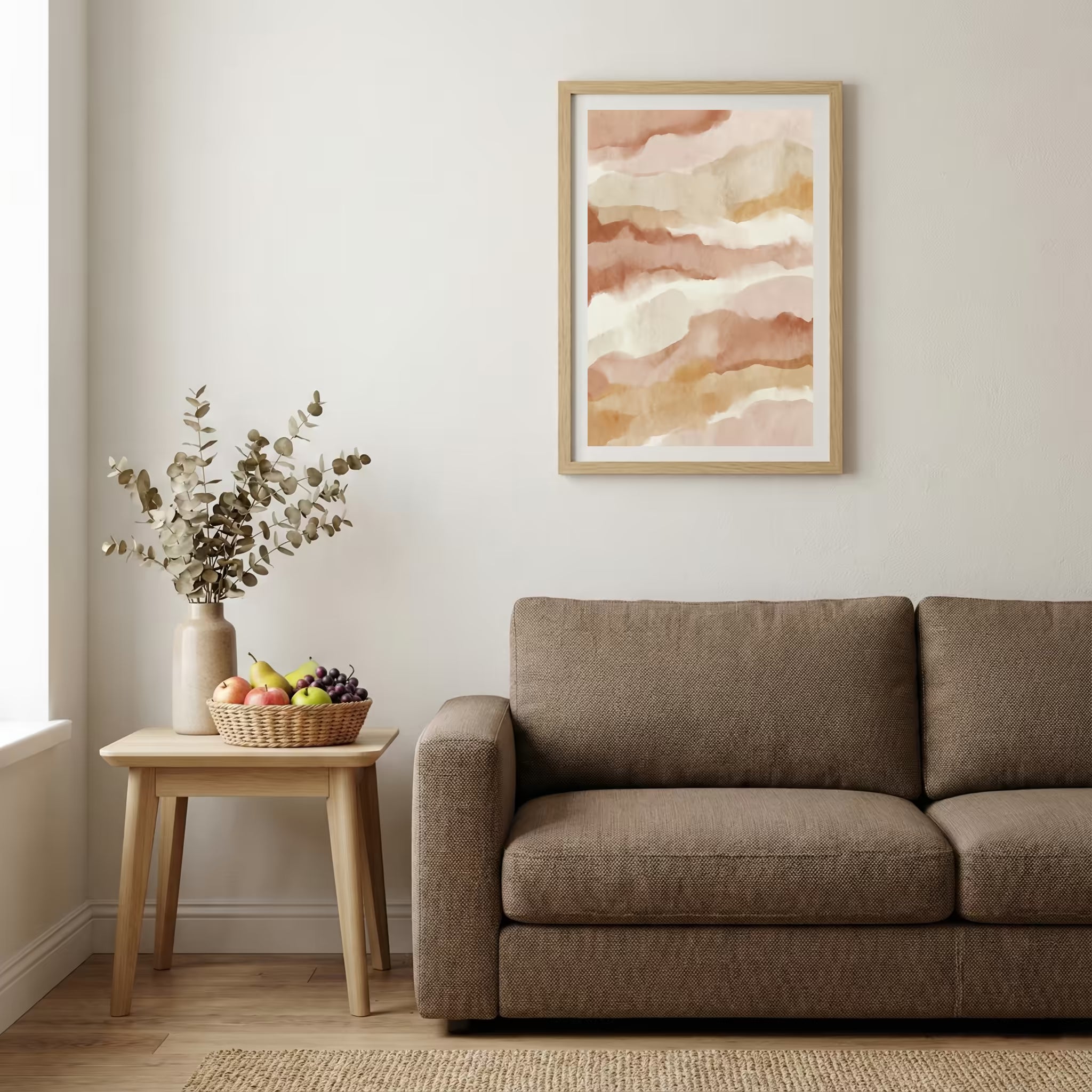 Soft Peach Watercolor Abstract canvas wall art — alternate b view