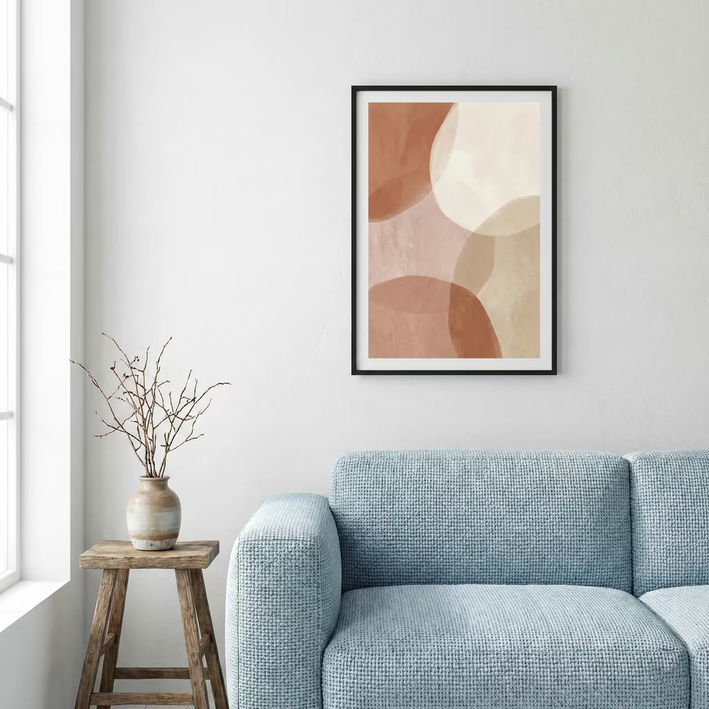 Blush and Beige Geometric Abstract canvas wall art — alternate a view