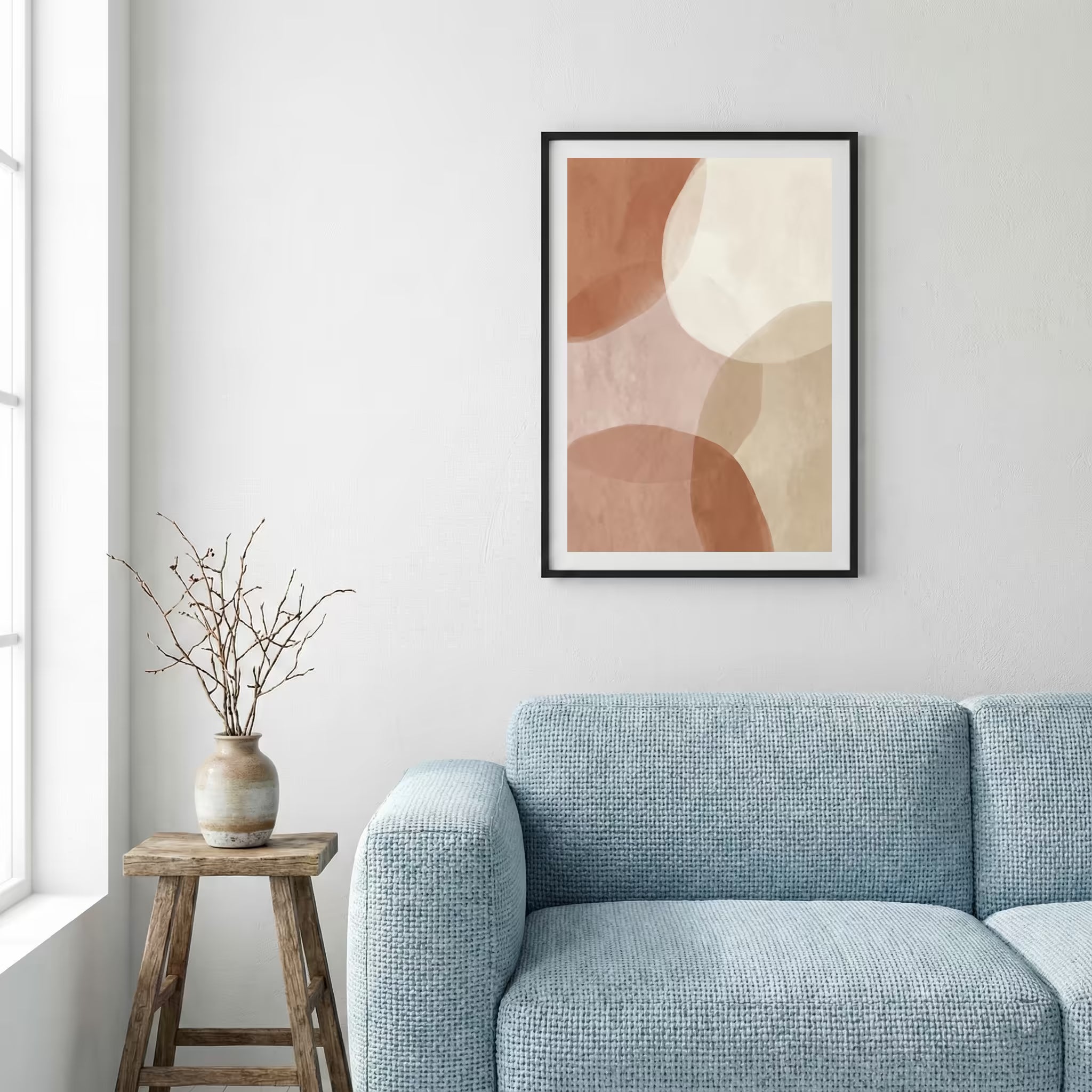Blush and Beige Geometric Abstract canvas wall art — alternate a view