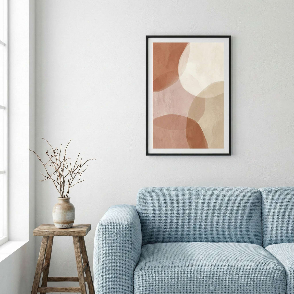 Blush and Beige Geometric Abstract canvas wall art — alternate a view