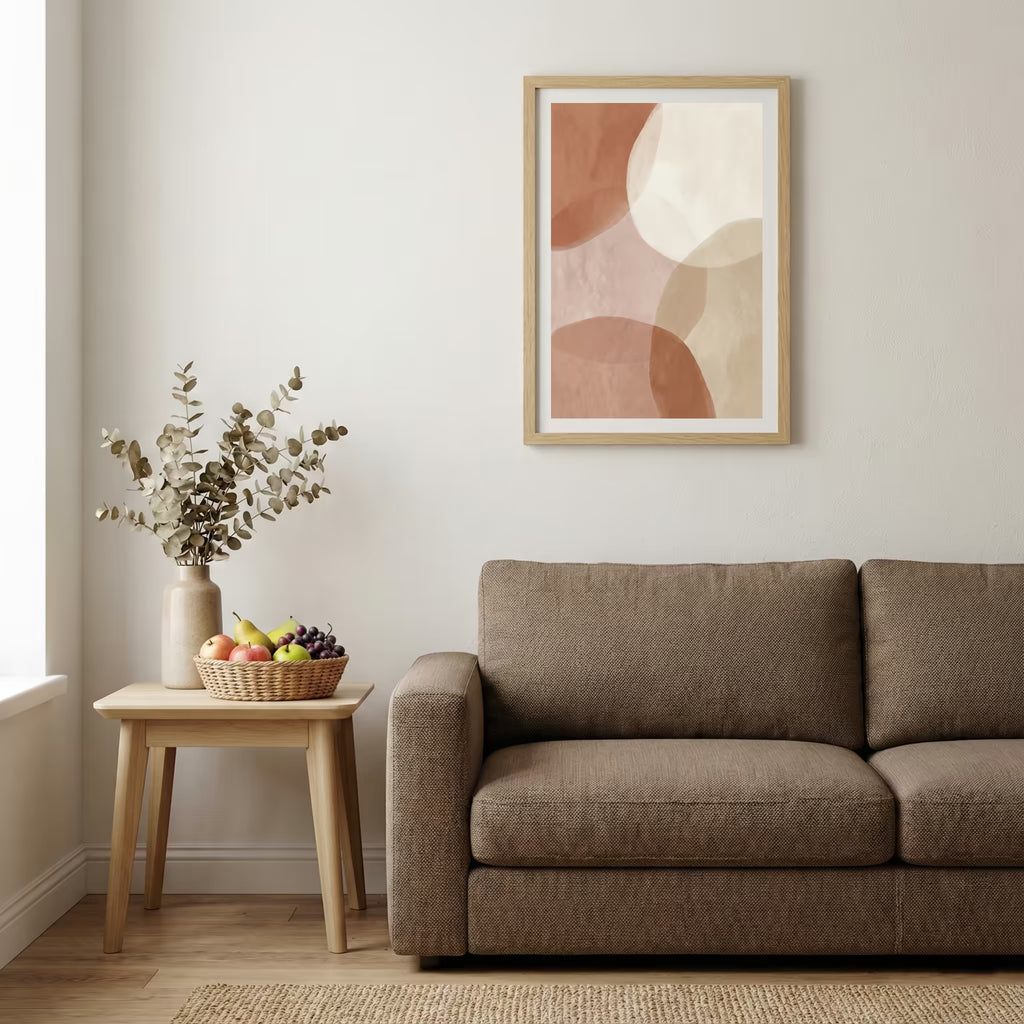 Blush and Beige Geometric Abstract canvas wall art — alternate b view