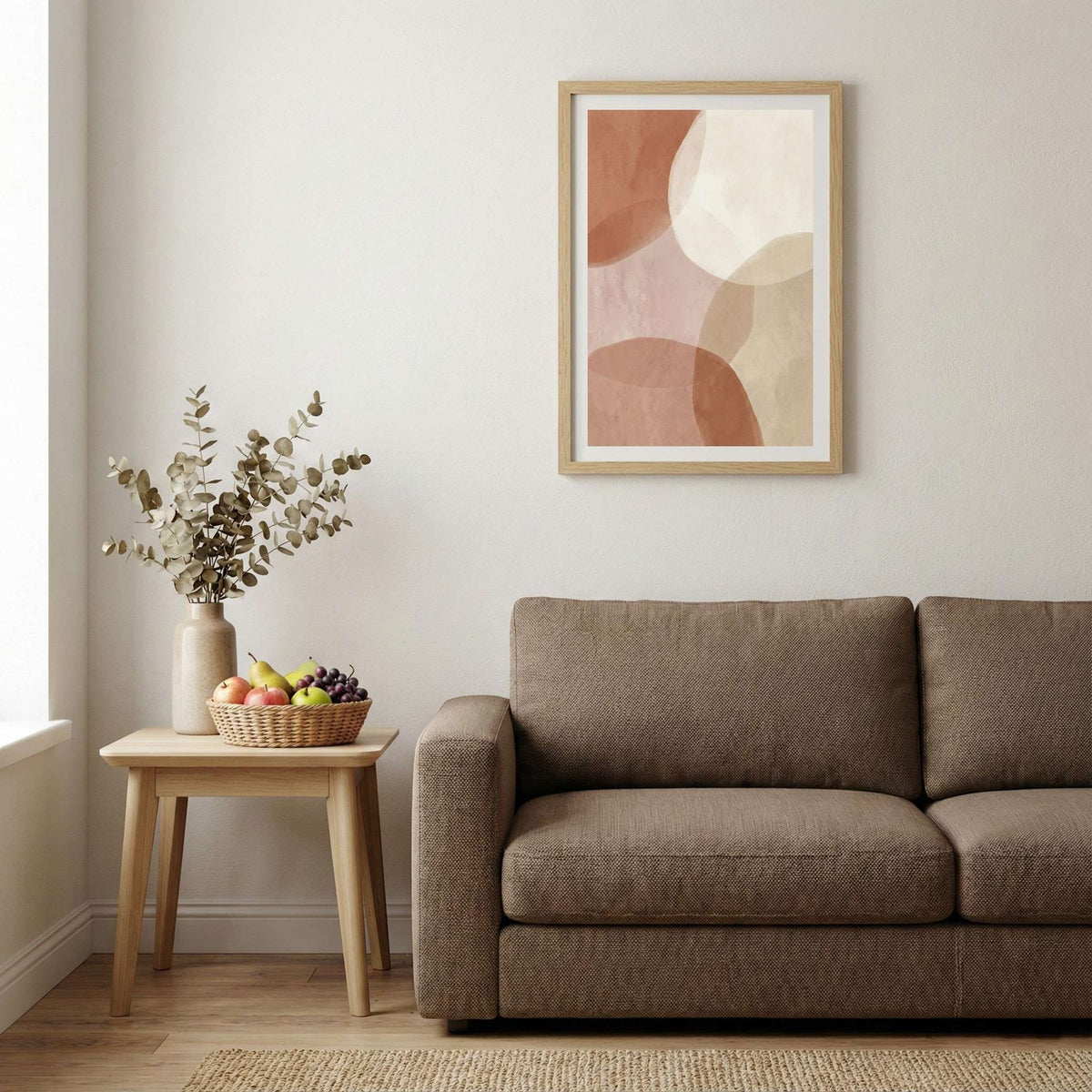 Blush and Beige Geometric Abstract canvas wall art — alternate b view