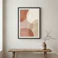 Blush and Beige Geometric Abstract canvas wall art in a framed room setting
