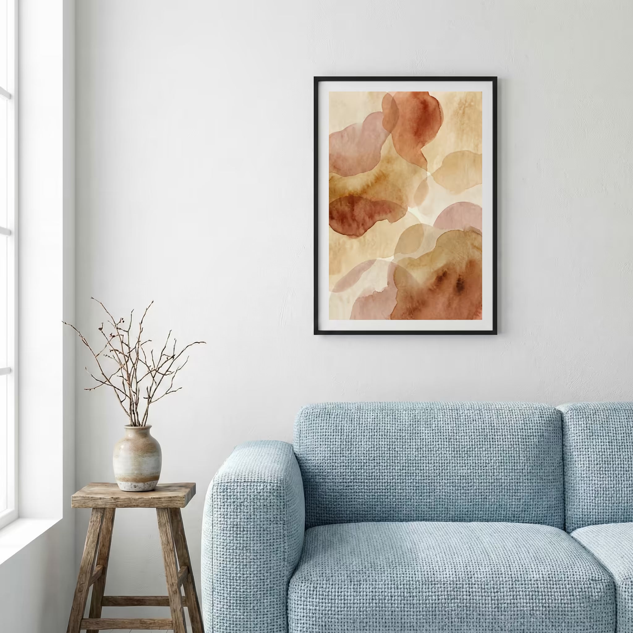 Peach Blush Fluid Abstract canvas wall art — alternate a view