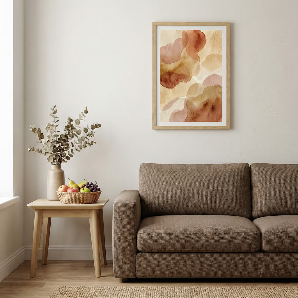Peach Blush Fluid Abstract canvas wall art — alternate b view