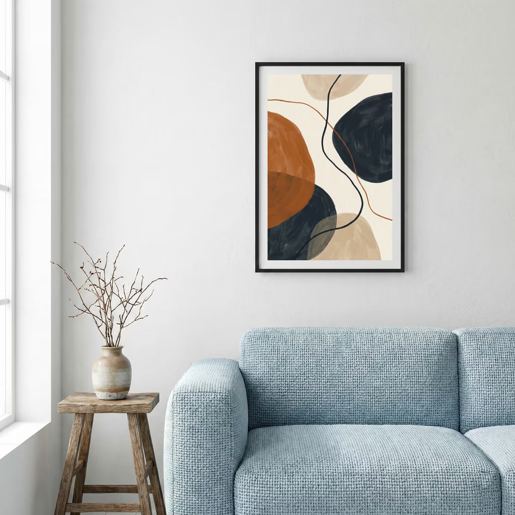 Navy Terracotta Geometric Abstract canvas wall art — alternate a view