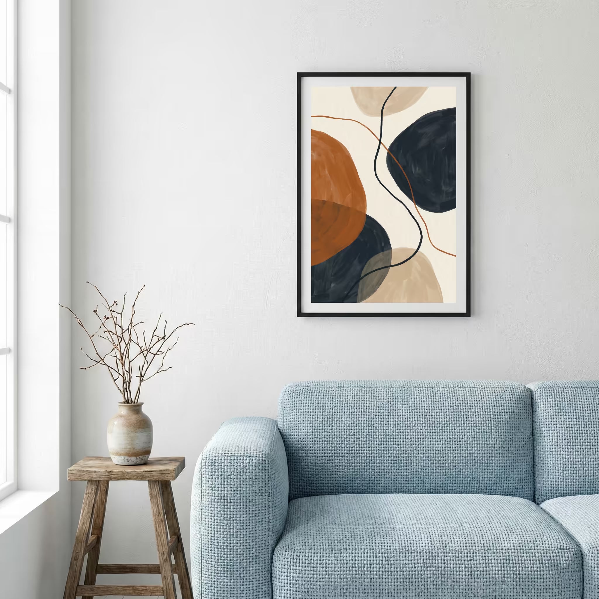 Navy Terracotta Geometric Abstract canvas wall art — alternate a view