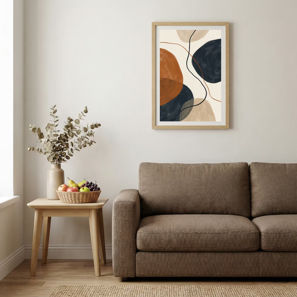Navy Terracotta Geometric Abstract canvas wall art — alternate b view