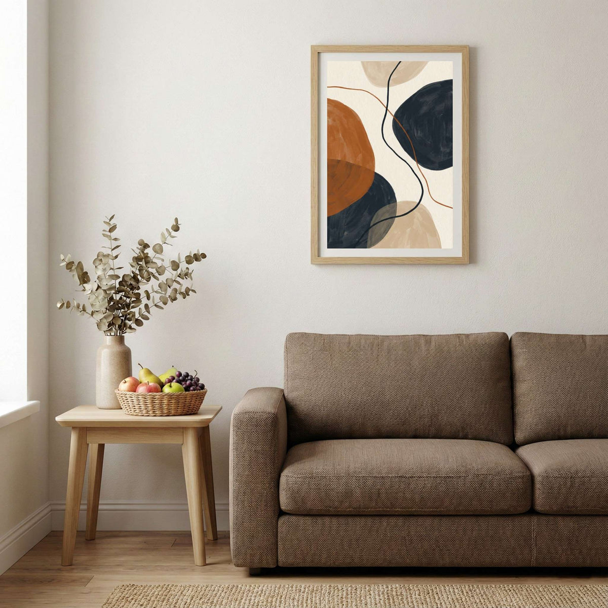 Navy Terracotta Geometric Abstract canvas wall art — alternate b view