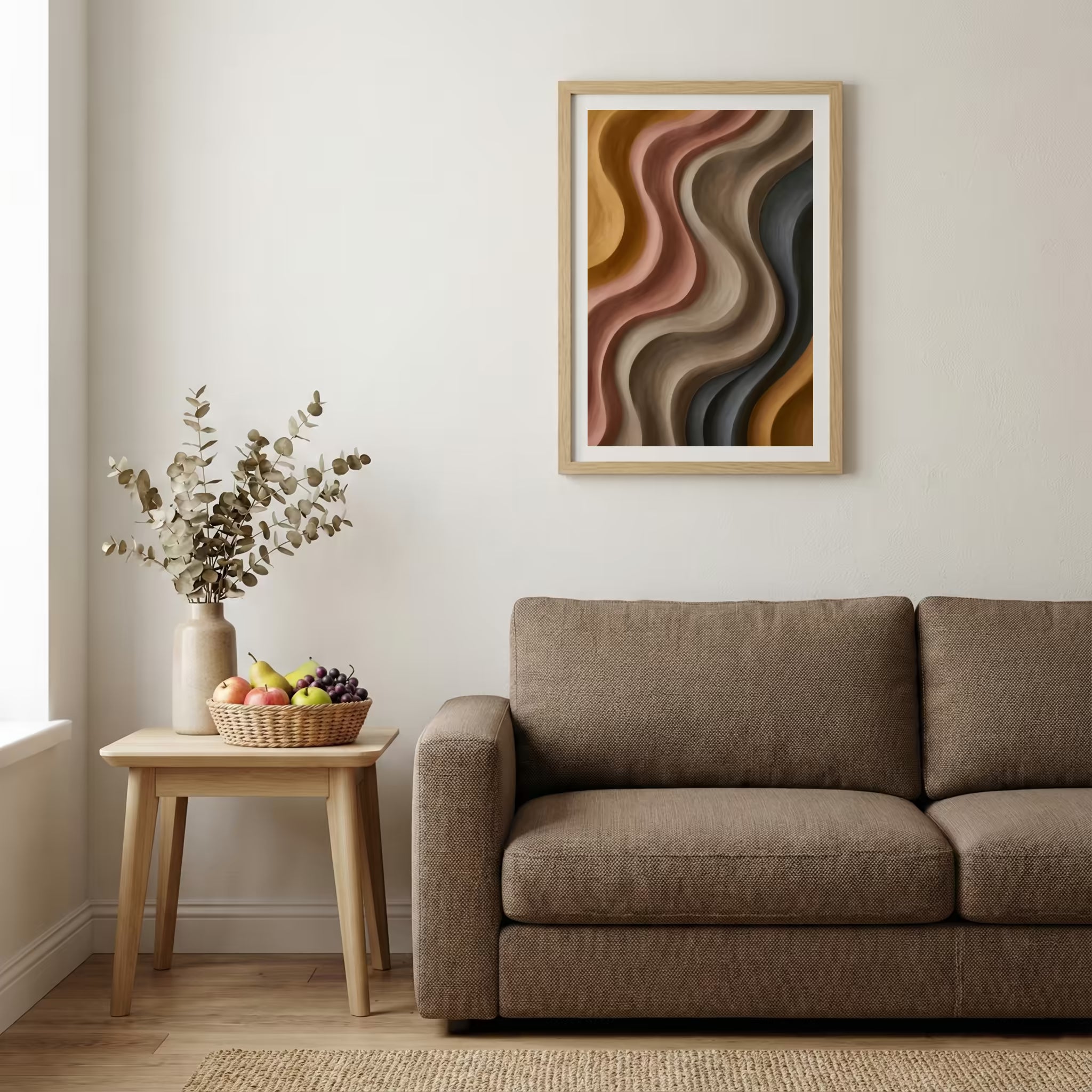 Brown Beige Wavy Abstract canvas wall art — alternate b view