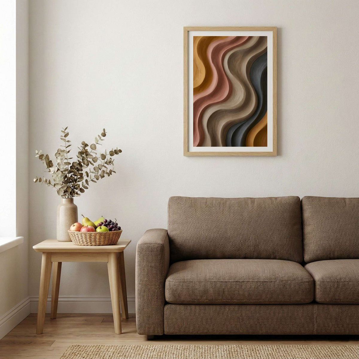 Brown Beige Wavy Abstract canvas wall art — alternate b view