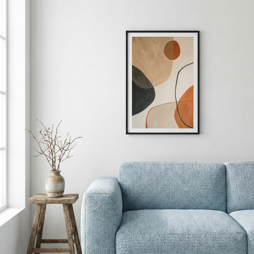 Terracotta Black Circle Abstract canvas wall art — alternate a view