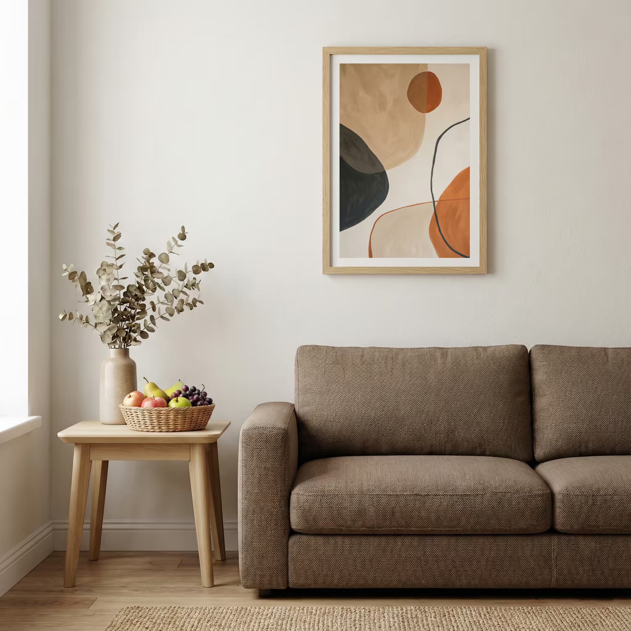 Terracotta Black Circle Abstract canvas wall art — alternate b view