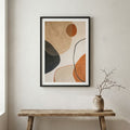 Terracotta Black Circle Abstract canvas wall art in a framed room setting