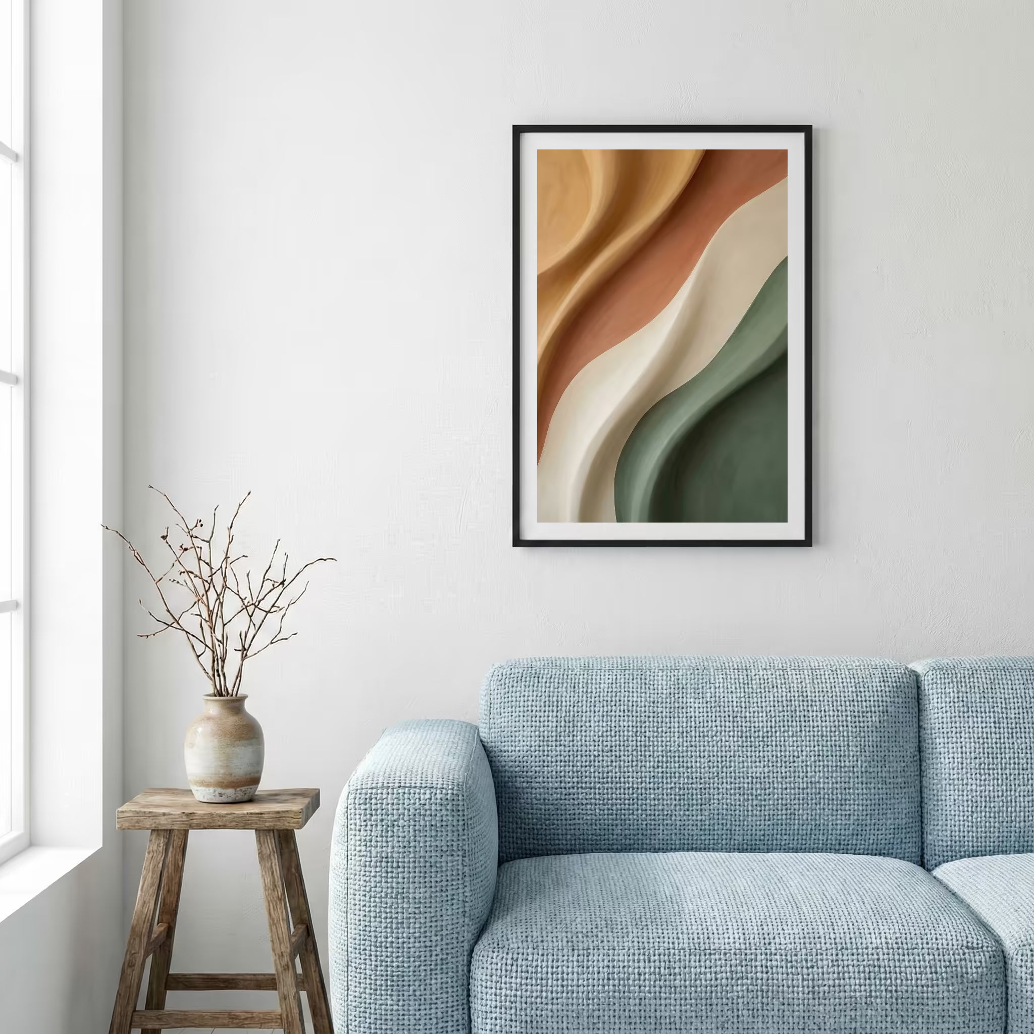 Sage Terracotta Organic Abstract canvas wall art — alternate a view