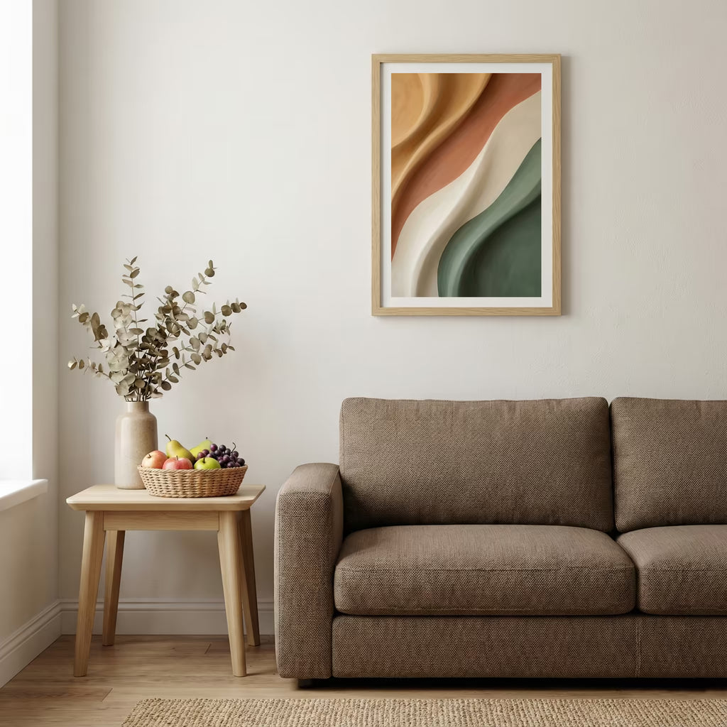 Sage Terracotta Organic Abstract canvas wall art — alternate b view