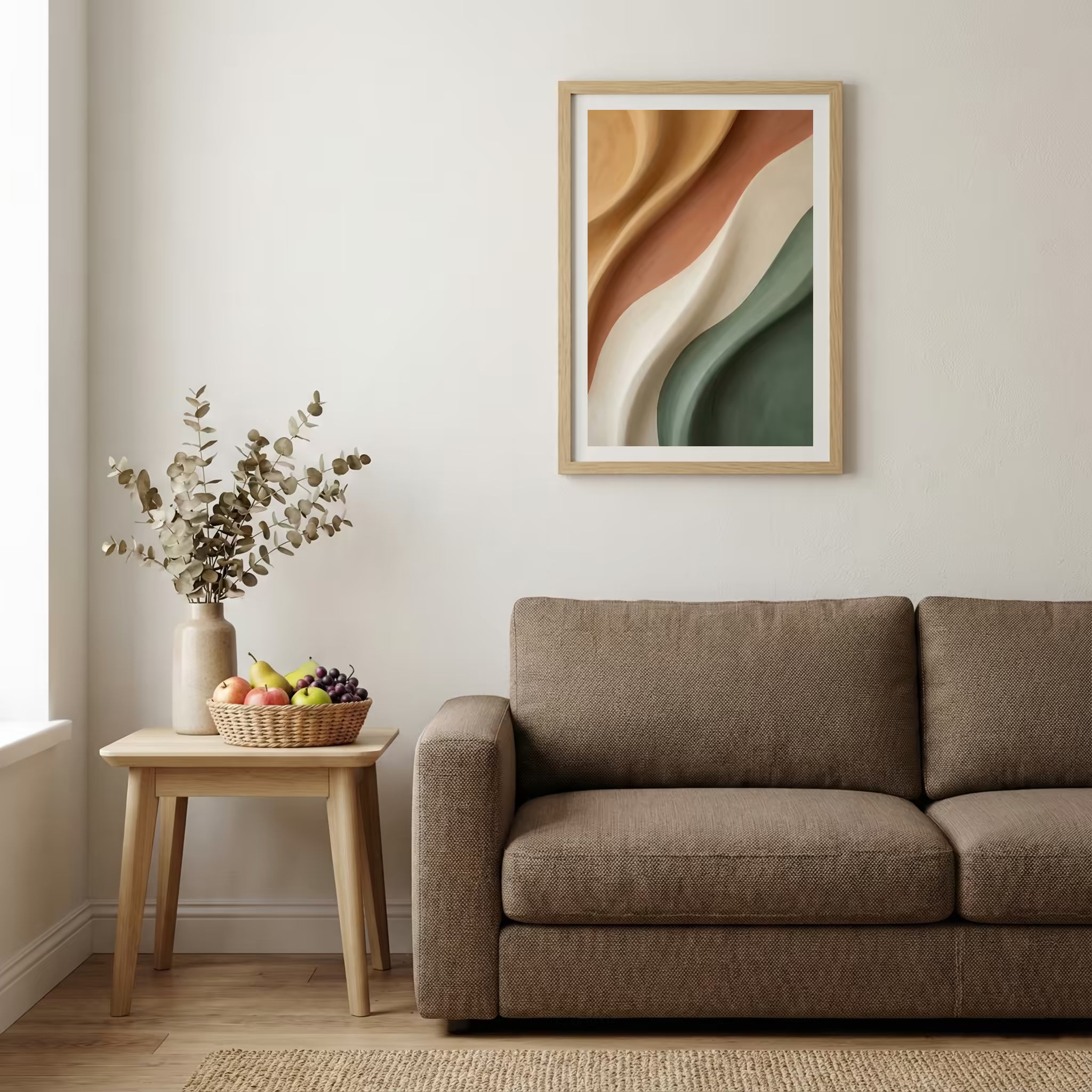 Sage Terracotta Organic Abstract canvas wall art — alternate b view