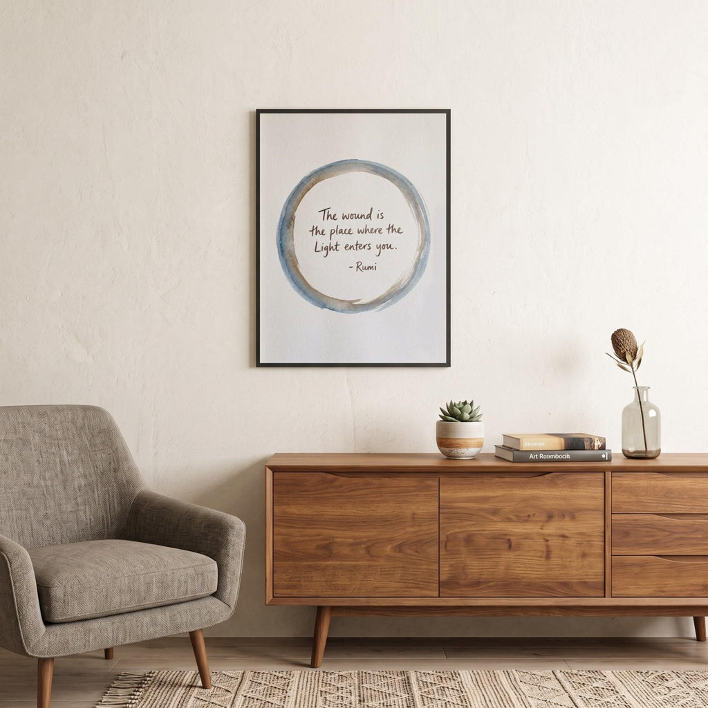 Rumi quote wall art: "The wound is the place where the Light enters you"