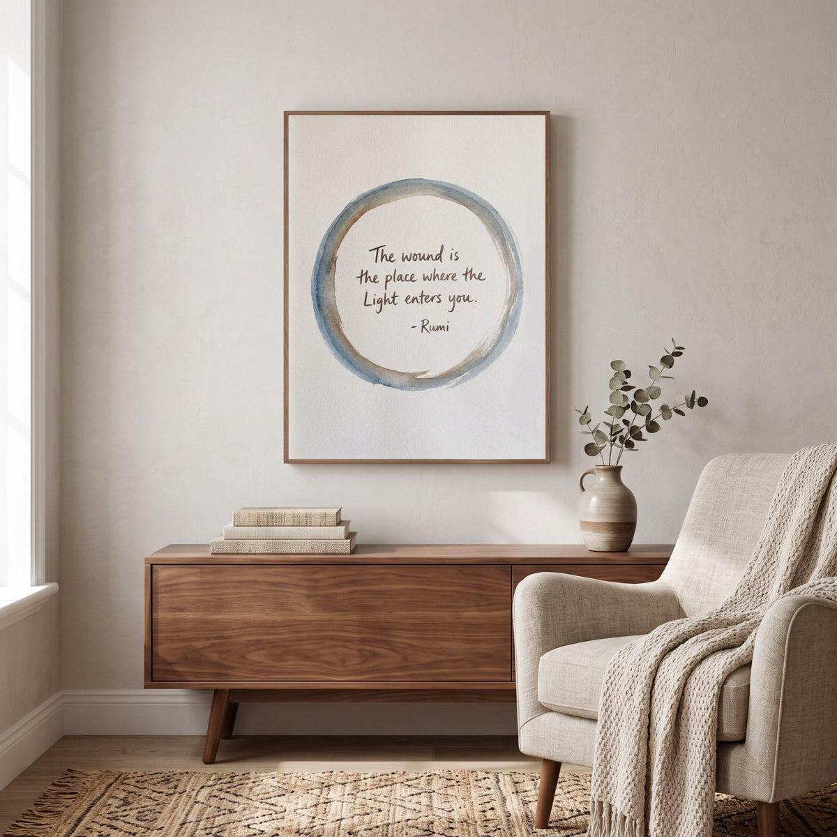 Rumi quote wall art: "The wound is the place where the Light enters you"