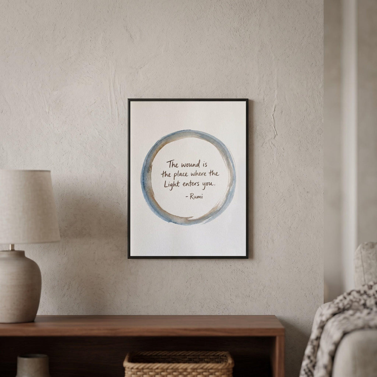 Rumi quote wall art: "The wound is the place where the Light enters you"