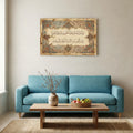 Surah Aali Imran verse 194 dua in Islamic calligraphy on canvas with a blue and gold ornate border