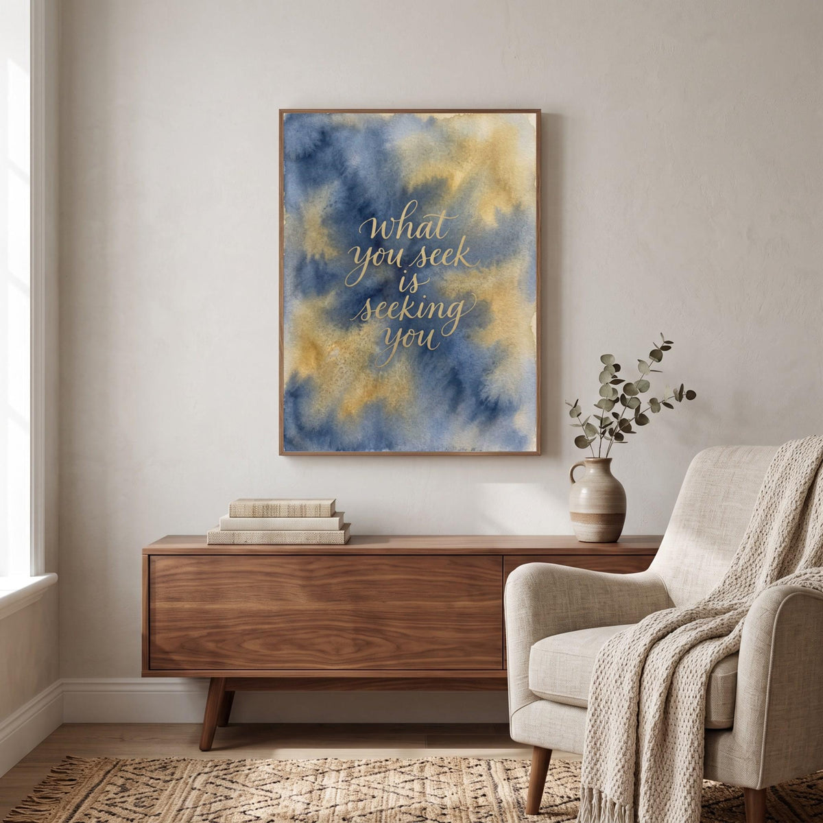 Rumi quote wall art: "What you seek is seeking you"