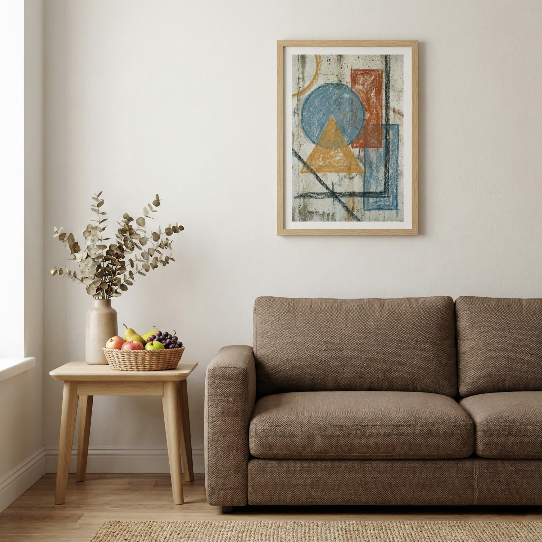 Blue Orange Geometric Abstract canvas wall art — alternate b view