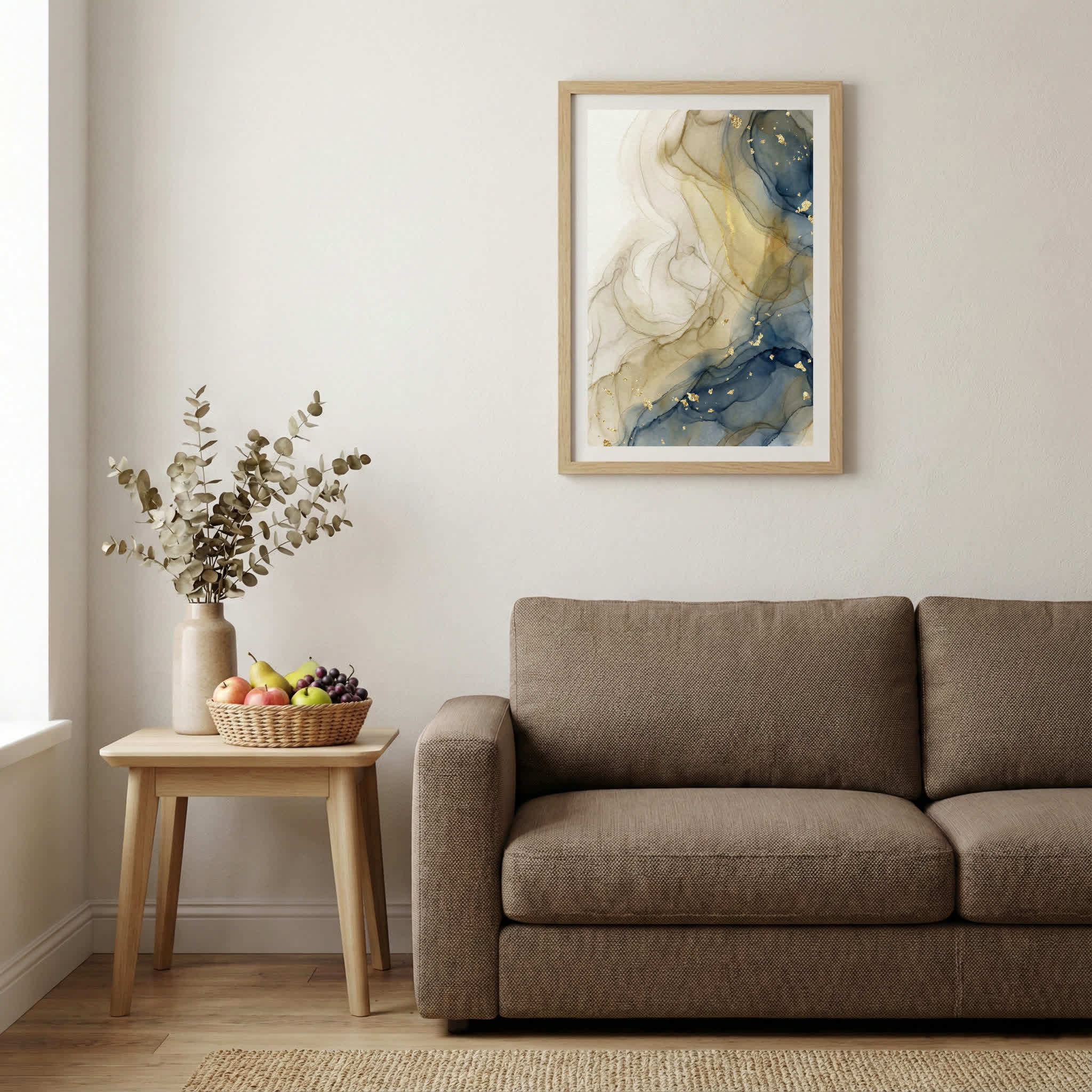 Cream Gold Fluid Abstract canvas wall art — alternate b view