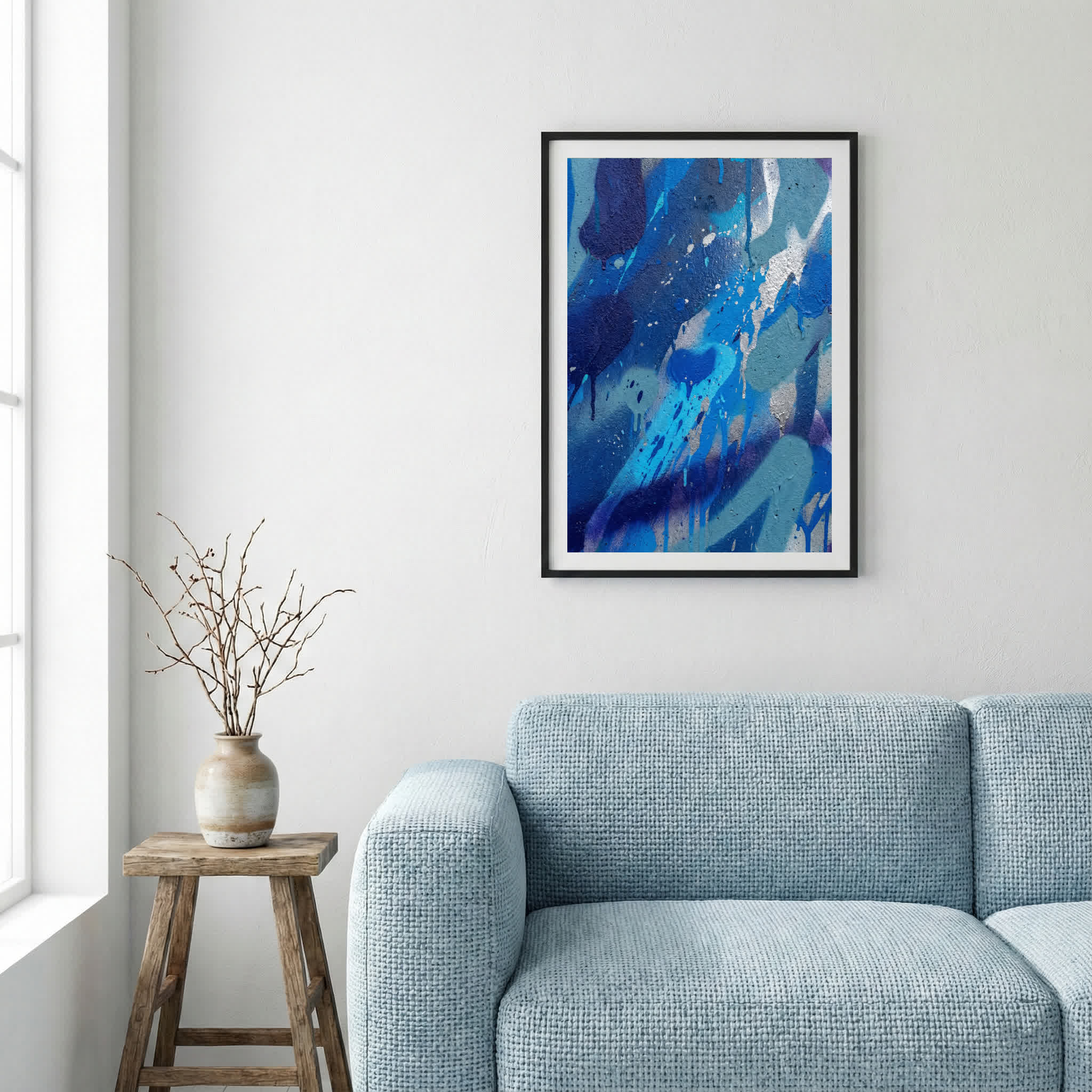 Blue Water-Inspired Abstract canvas wall art — alternate a view