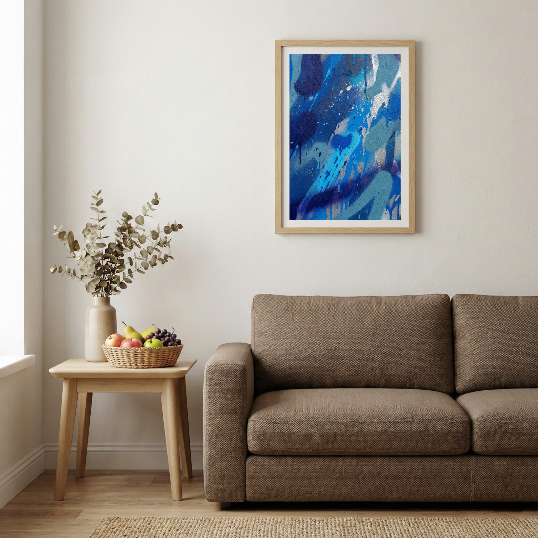 Blue Water-Inspired Abstract canvas wall art — alternate b view
