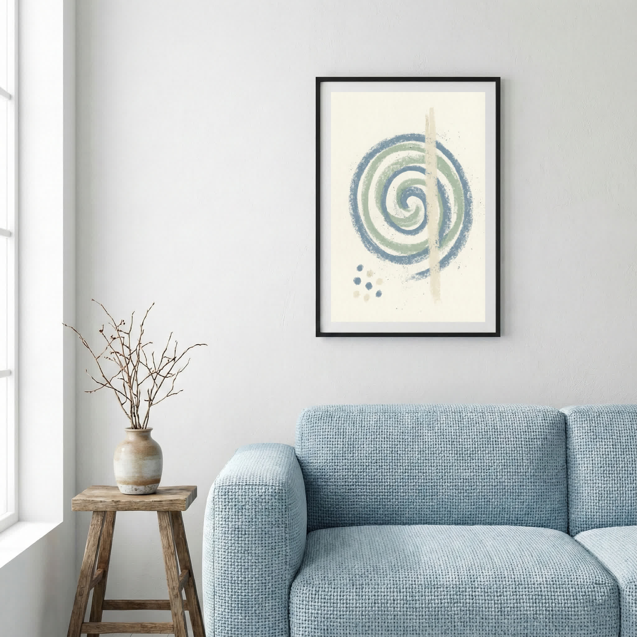 Blue Green Spiral Abstract canvas wall art — alternate a view